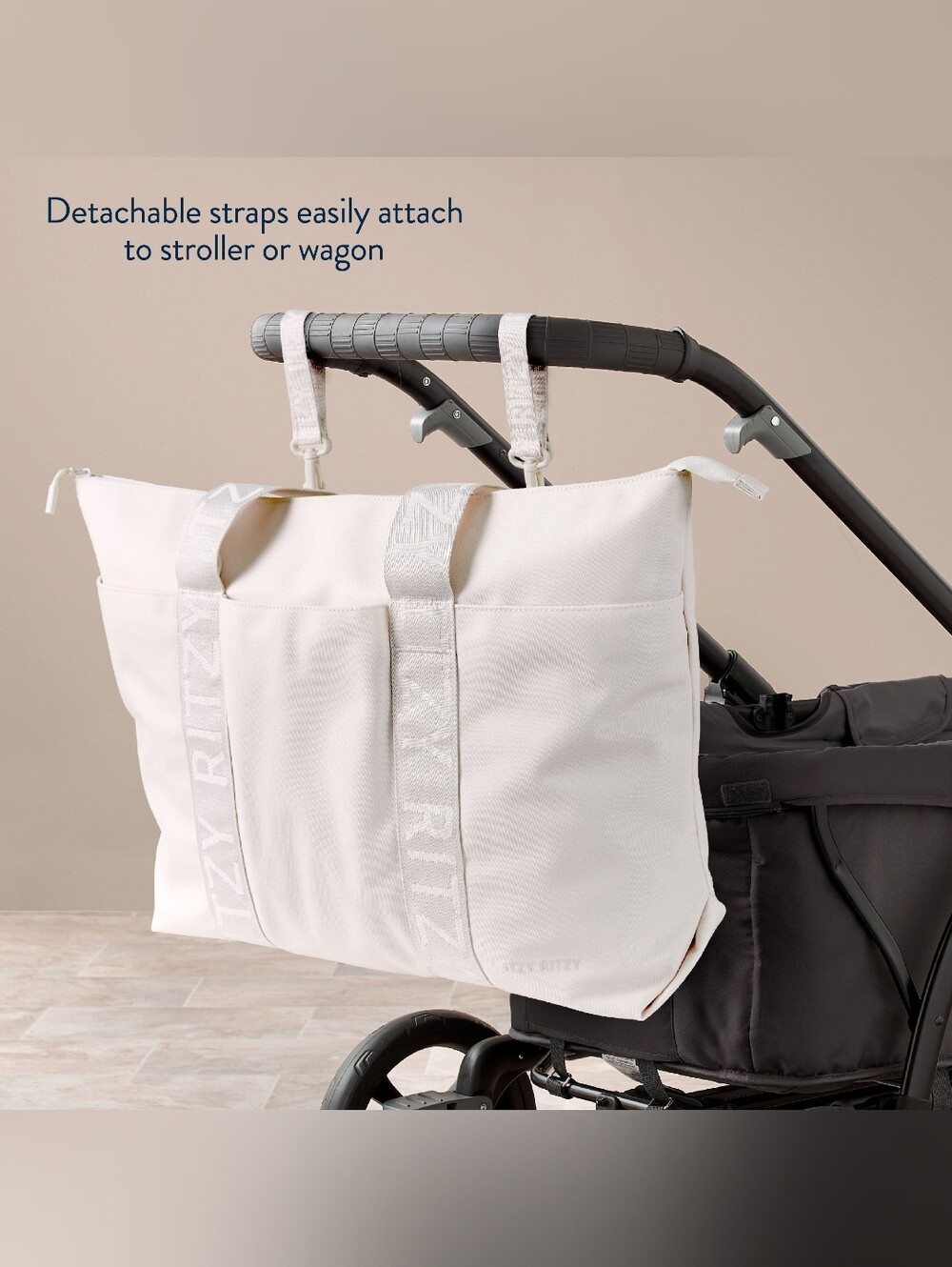 NWT Itzy Ritzy Belong All-in-Tote Weekender Bag Cream Baby Bag - Picture 4 of 9